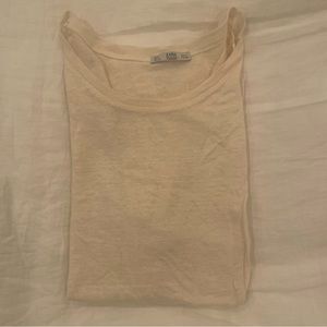 Zara Oversize Dusty Pink Linen Blend Tee Shirt